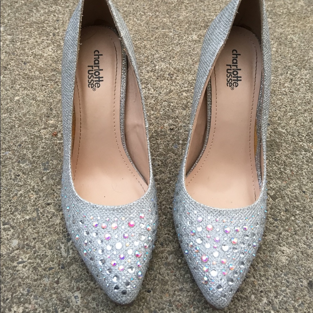 Charlotte Russe Silver Rhinestone Heels Size 7M